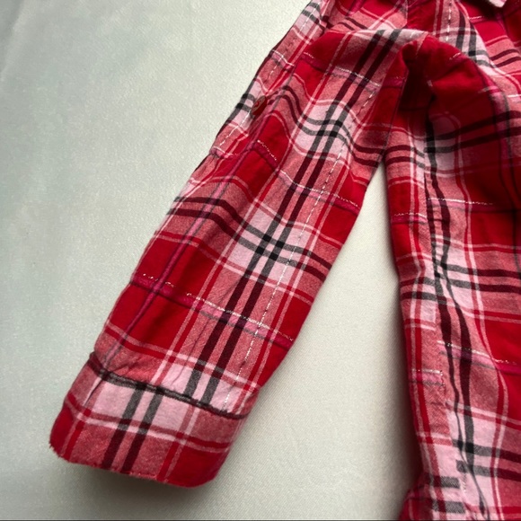 Guess Los Angeles Girls Red/Black Plaid Shirt Sz 3 - Picture 6 of 13